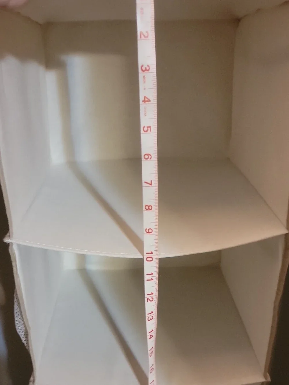 Canvas Hanging Closet Organizer - Cream 9-Shelf And 4 Pocket Storage